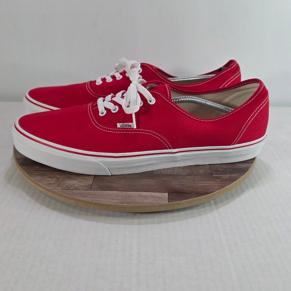 Vans Authentic Sneakers Mens Sz 16 Red Canvas Low Top  Skate Casual Shoes 721356